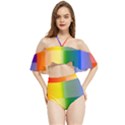 LGBT Rainbow Buffalo Check LGBTQ Pride Squares Pattern Halter Flowy Bikini Set  View1