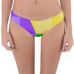 Purple Yellow Green Check Squares Pattern Mardi Gras Reversible Hipster Bikini Bottoms by yoursparklingshop