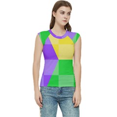 Purple Yellow Green Check Squares Pattern Mardi Gras Women s Raglan Cap Sleeve Tee by yoursparklingshop