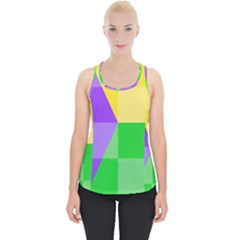 Purple Yellow Green Check Squares Pattern Mardi Gras Piece Up Tank Top by yoursparklingshop