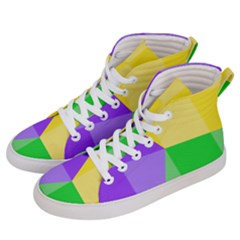 Purple Yellow Green Check Squares Pattern Mardi Gras Women s Hi-top Skate Sneakers by yoursparklingshop