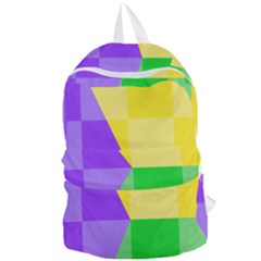 Purple Yellow Green Check Squares Pattern Mardi Gras Foldable Lightweight Backpack by yoursparklingshop