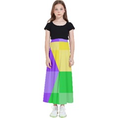 Purple Yellow Green Check Squares Pattern Mardi Gras Kids  Skirt by yoursparklingshop