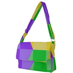 Purple Yellow Green Check Squares Pattern Mardi Gras Full Print Messenger Bag (s) by yoursparklingshop