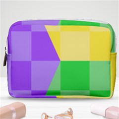 Purple Yellow Green Check Squares Pattern Mardi Gras Make Up Pouch (medium) by yoursparklingshop