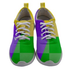 Purple Yellow Green Check Squares Pattern Mardi Gras Athletic Shoes by yoursparklingshop