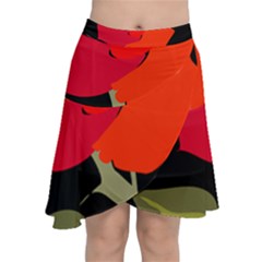 Red Rose  Chiffon Wrap Front Skirt by grafikamaria