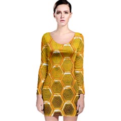 Hexagon Windows Long Sleeve Velvet Bodycon Dress