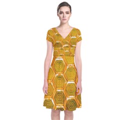 Hexagon Windows Short Sleeve Front Wrap Dress by essentialimage