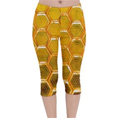 Hexagon Windows Velvet Capri Leggings  by essentialimage