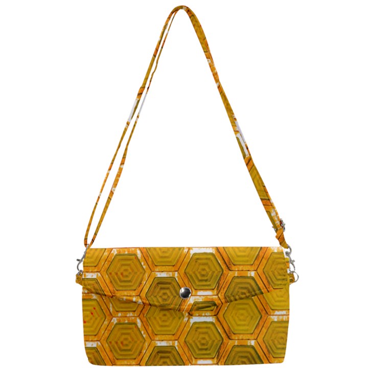 Hexagon Windows Removable Strap Clutch Bag