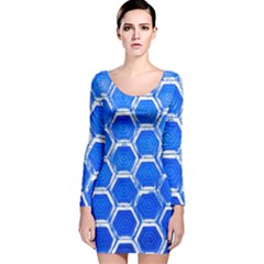 Hexagon Windows Long Sleeve Velvet Bodycon Dress