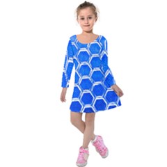 Hexagon Windows Kids  Long Sleeve Velvet Dress