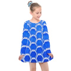 Hexagon Windows Kids  Long Sleeve Dress by essentialimage