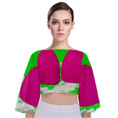 Two Hearts Tie Back Butterfly Sleeve Chiffon Top by essentialimage