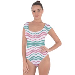 Waving Lines Vivid Pattern Short Sleeve Leotard  by dflcprintsclothing