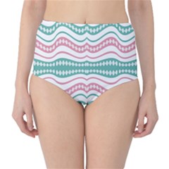 Waving Lines Vivid Pattern Classic High-waist Bikini Bottoms by dflcprintsclothing