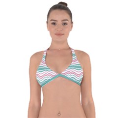 Waving Lines Vivid Pattern Halter Neck Bikini Top by dflcprintsclothing