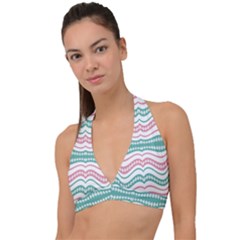 Waving Lines Vivid Pattern Halter Plunge Bikini Top by dflcprintsclothing