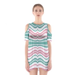 Waving Lines Vivid Pattern Shoulder Cutout One Piece Dress by dflcprintsclothing