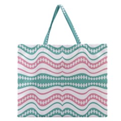 Waving Lines Vivid Pattern Zipper Large Tote Bag