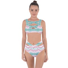 Waving Lines Vivid Pattern Bandaged Up Bikini Set  by dflcprintsclothing