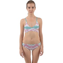 Waving Lines Vivid Pattern Wrap Around Bikini Set by dflcprintsclothing