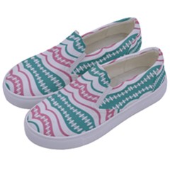 Waving Lines Vivid Pattern Kids  Canvas Slip Ons by dflcprintsclothing