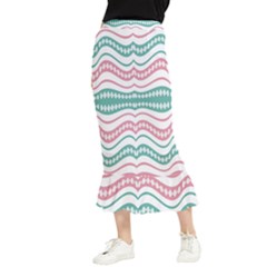 Waving Lines Vivid Pattern Maxi Fishtail Chiffon Skirt