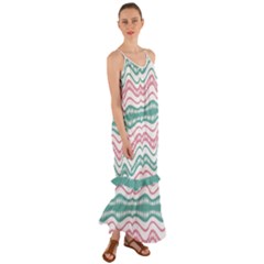 Waving Lines Vivid Pattern Cami Maxi Ruffle Chiffon Dress