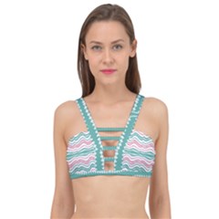 Waving Lines Vivid Pattern Cage Up Bikini Top by dflcprintsclothing