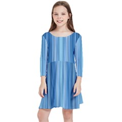 Ambient 1 In Blue Kids  Quarter Sleeve Skater Dress