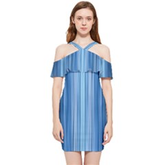 Ambient 1 In Blue Shoulder Frill Bodycon Summer Dress