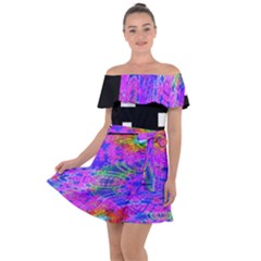 Fractal Flower Off Shoulder Velour Dress by Sparkle