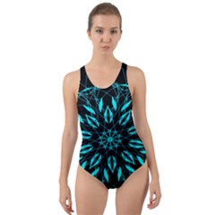 Digital Handdraw Floral Cut-out Back One Piece Swimsuit by Sparkle