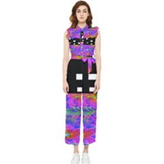 Fractal Flower Women s Frill Top Jumpsuit