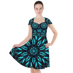 Digital Handdraw Floral Cap Sleeve Midi Dress by Sparkle