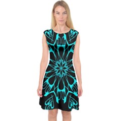 Digital Handdraw Floral Capsleeve Midi Dress by Sparkle