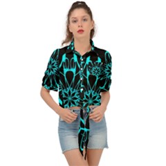 Digital Handdraw Floral Tie Front Shirt  by Sparkle