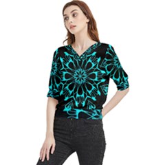 Digital Handdraw Floral Quarter Sleeve Blouse