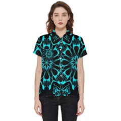 Digital Handdraw Floral Short Sleeve Pocket Shirt by Sparkle