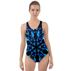 Digital Handdraw Floral Cut-out Back One Piece Swimsuit by Sparkle