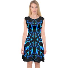 Digital Handdraw Floral Capsleeve Midi Dress by Sparkle