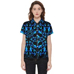 Digital Handdraw Floral Short Sleeve Pocket Shirt by Sparkle