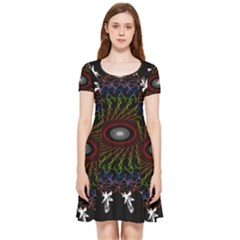 Digital Handdraw Floral Inside Out Cap Sleeve Dress