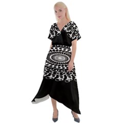 Digital Handdraw Floral Cross Front Sharkbite Hem Maxi Dress by Sparkle