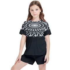 Digital Handdraw Floral Kids  Tee And Sports Shorts Set