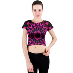 Digital Handdraw Floral Crew Neck Crop Top by Sparkle