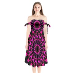 Digital Handdraw Floral Shoulder Tie Bardot Midi Dress by Sparkle