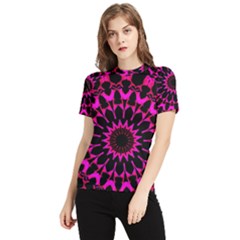 Digital Handdraw Floral Women s Short Sleeve Rash Guard